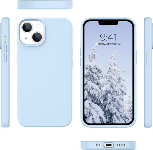 Miniatura 7 de Telaso Funda compatible con iPhone 13, silicona líquida de gel suave para iPhone 13, funda delgada con forro de microfibra a prueba de golpes, Azul