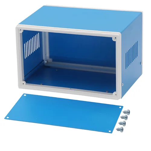 Miniatura 12 de Zulkit Cajas electrónicas, caja de metal azul, para proyectos de bricolaje, caja de conexiones, caja preventiva (9.1 x 7.3 x 3.9 pulgadas)