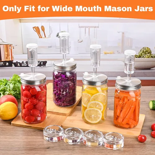 Miniatura 2 de Xileanalee Kit de fermentación para tarro Mason de boca ancha, chucrut/decapado con 4 pesos de fermentación de vidrio, 4 tapas de fermentación, 4