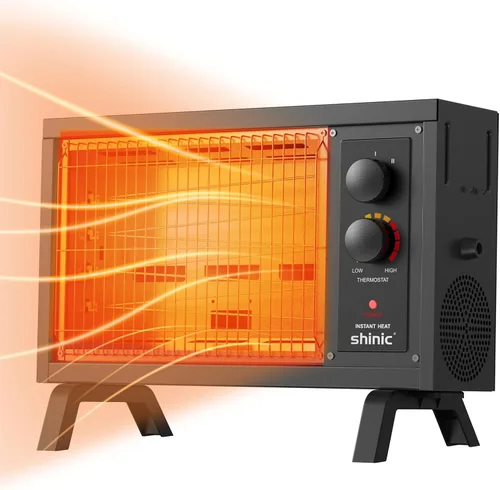 Shinic Calentadores radiantes para uso en interiores para habitaciones grandes, calentador eléctrico de calentamiento rápido de 1500 W/750 W con