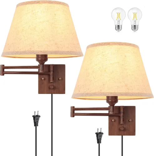 Miniatura 11 de TRLIFE Aplique de pared regulable con control remoto, temperatura de color ajustable de 2700K a 6500K, luces de pared con brazo oscilante de latón