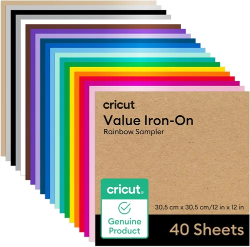 Miniatura 8 de Cricut® Value Iron-On, Muestra de Arcoíris - 30 cm x 30 cm (20 unidades) - Vinilo de Transferencia de Calor HTV