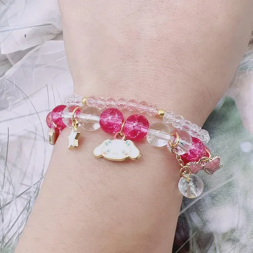 Miniatura 5 de CJIAYUJEW Cute Bracelet Crystal Pearl Bracelets, Anime Elastic Stretch Crystal Bead Bracelet Lovely Cartoon Elastic Beaded Bracelets for Women