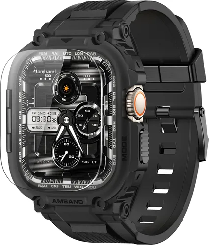 Miniatura 32 de amBand Bands - Funda protectora de pantalla compatible con Apple Watch Ultra 3/2/1 de 1.732 pulgadas, correa resistente M1 Sport Series y película