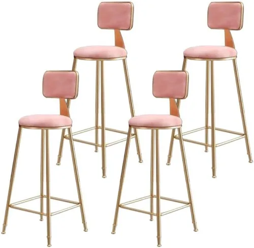 Miniatura 30 de Taburete moderno para mostrador, taburete sin brazos, taburete de hierro con cojín y pedal, 1 taburete corto (18 pulgadas de alto) azul
