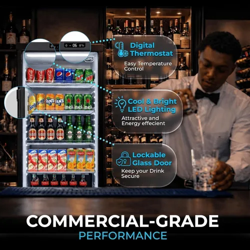 Miniatura 5 de GRS Refrigerador comercial con cerradura de puerta de vidrio Flujo de aire fresco y temperatura Refrigerador de bebidas, enfriador de bebidas