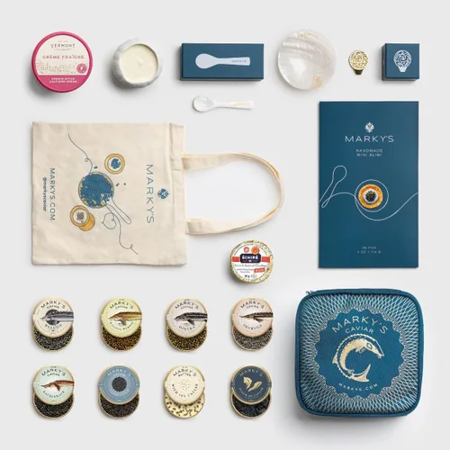 MARKY'S International Caviar Gift Set – 1 oz / 28 g (paquete de 6) x Beluga, Sevruga, Kaluga Hybrid, Osetra Royal, American Hackleback, American Set