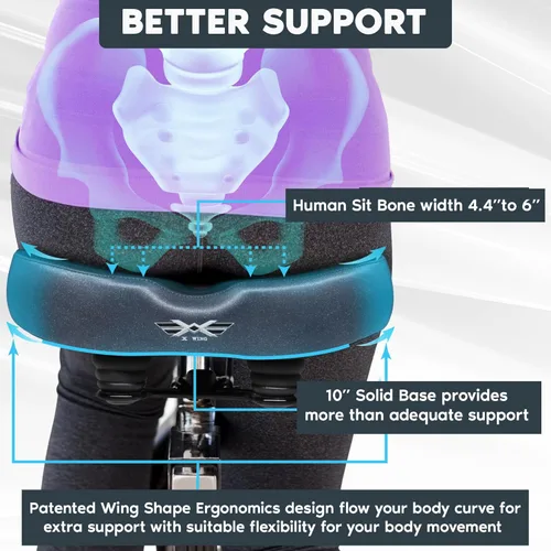 Miniatura 4 de X WING New-Age Noseless Bike Seat Cushion for Men & Women - Extra Padding & Wide - Suitable for City, Electric, Stationary Bikes - Compatible with