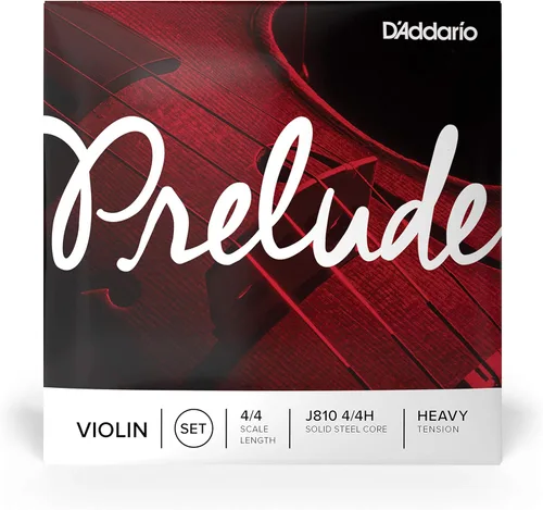 Miniatura 2 de D'Addario Prelude - Juego de cuerdas para violín, escala 4/4, tensión pesada, J810 4/4H, núcleo de acero sólido, tono cálido, económico y duradero