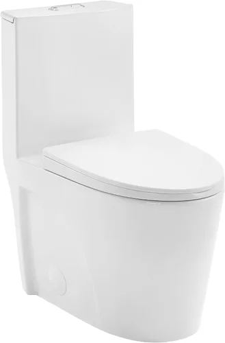 Miniatura 11 de Swiss Madison SM-1T254 St. Tropez - Inodoro de una pieza con descarga dual Tornado, 0.8/1.28 GPF, con asiento de cierre suave, altura cómoda BLANCO