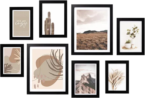 Miniatura 14 de ArtbyHannah Juego de marcos de pared para galería, marcos de fotos color beige, collage de decoración de pared con arte neutro para sala de estar