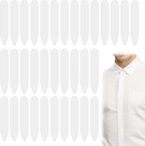 Jeffdad 60 piezas de collar de 2.2 pulgadas para camisas de vestir de hombre, cuello de plástico, inserciones de cuello de camisa, inserciones