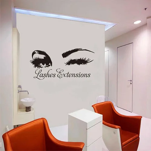 Miniatura 2 de LL2613 - Extensiones de pestañas, calcomanías de pared, diseño de ojos de guiño, ventana, decoración de salón de belleza, cejas y maquillaje