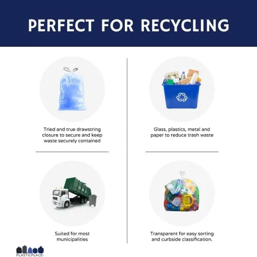 Miniatura 9 de Plasticplace Bolsas de basura de ajuste personalizado, compatibles con simplehuman Code K (100 unidades) con cordón azul tintado de 10 galones / 38