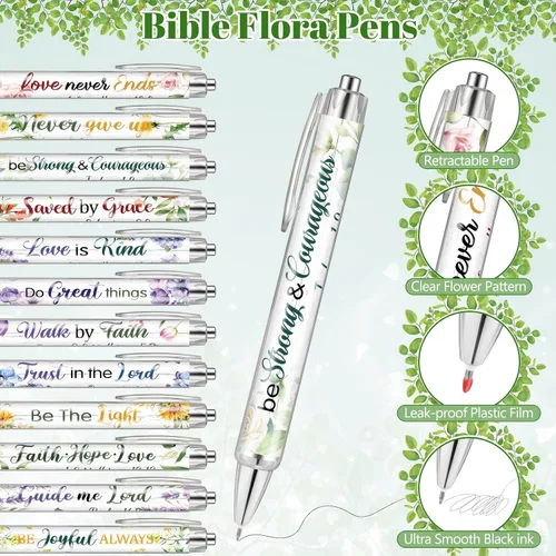 Miniatura 2 de Ctosree 60 bolígrafos cristianos para mujer, a granel, versículos bíblicos, bolígrafos de tinta floral, citas inspiradoras religiosas, bolígrafo