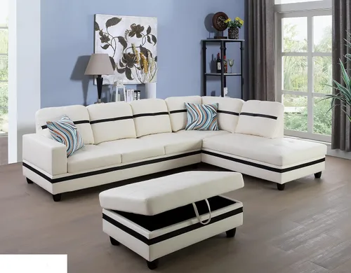 Miniatura 2 de Golden Coast Furniture - Juego de sofá seccional en forma de L, juego de sofá de sala de estar, sofá seccional de cuero con otomana