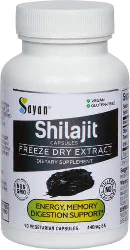 Sayan Shilajit 90 cápsulas/440 mg ea.- Suplemento orgánico con alto contenido de ácido fúlvico para apoyar tu sistema inmunológico, reforzar la