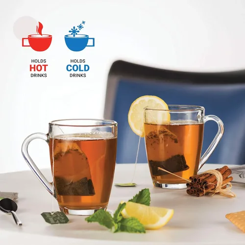 Miniatura 4 de Bormioli Rocco Juego de tazas de café de cristal, (paquete de 6) de 10¾ onzas con mango cómodo, vasos de té para bebidas calientes/frías