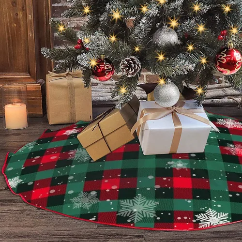 Miniatura 2 de Falda de Árbol de Navidad Agaxozwb a Cuadros de Búfalo, Falda de Árbol de Navidad Copo de Nieve Gruesa para Árbol de Navidad, Decoraciones de Árbol