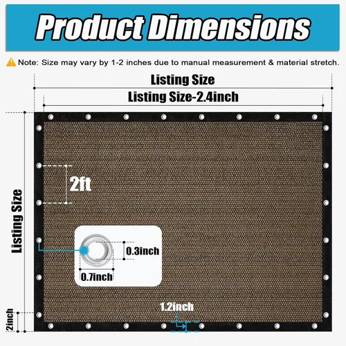 Miniatura 3 de Amagenix Tela de Sombra Solar 90% con Ojales, 12' x 16' Cubierta de Sombra de Repuesto para Pérgola, Toldo Pantalla de Privacidad para Patio al Aire