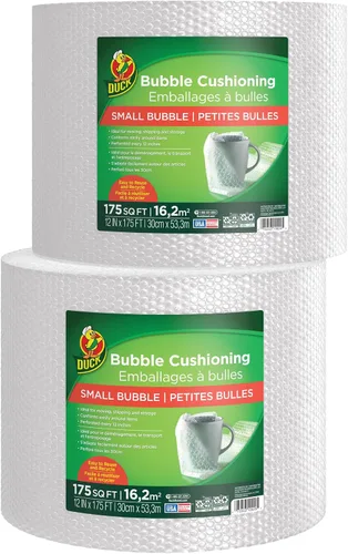 Miniatura 8 de Duck Brand Bubble Wrap - Embalaje protector original, 12 pulgadas de ancho x 30 pies de largo, rollo individual (393251), transparente