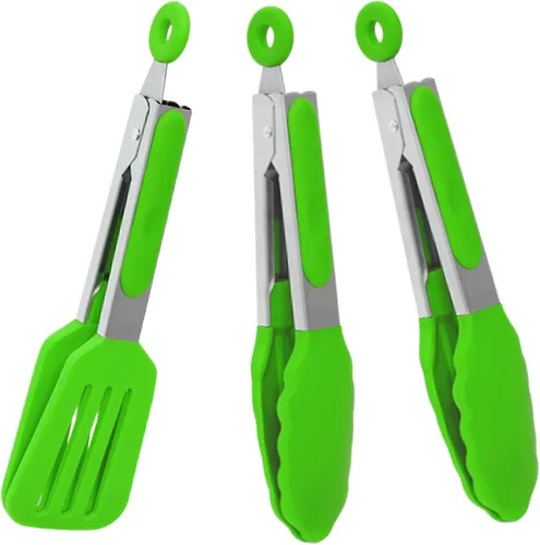 Miniatura 8 de Juego de 3 pinzas de cocina de 12 pulgadas, pinzas de silicona con puntas de silicona y mango de acero inoxidable, pinzas para cocinar, hornear