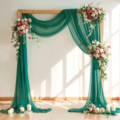 Miniatura 7 de Tela drapeada para arco de boda, 1 panel de 18 pies, color verde esmeralda, cortina de tela de gasa, paneles drapeados para boda, arco, ceremonia