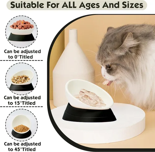 Miniatura 2 de Cuenco de comida de bulldog francés, cuenco inclinado para agua y comida de pug, cuenco para gatos, comedero para perros pequeños, cachorros y gatos