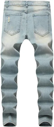 Miniatura 2 de LONGBIDA - Jeans para hombre, de tiro ajustado, con roto y desgastados