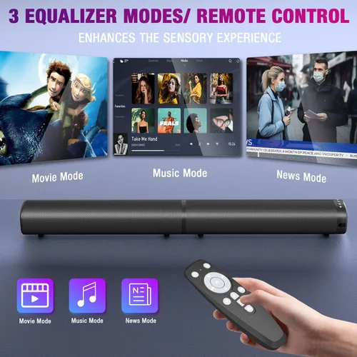 Miniatura 10 de Puriom Barra de sonido para Smart TV, barra de sonido de 100 W con conexión Bluetooth 5.3/ARC/Opt/AUX, barra de sonido desmontable 2 en 1, altavoz
