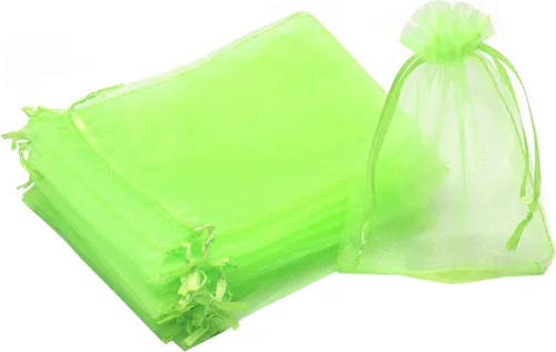 Miniatura 13 de 50 bolsas de organza transparentes de 3 x 4 pulgadas, pequeñas bolsas de regalo de joyería con cordón para bodas, fiestas, bolsas de dulces