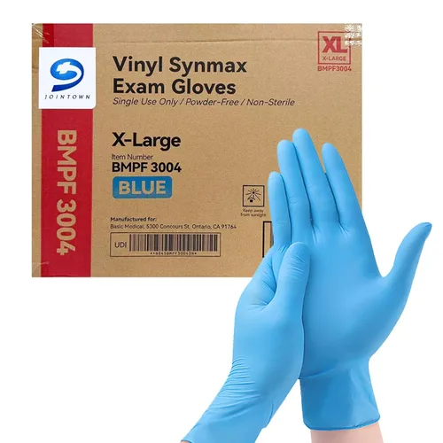Miniatura 13 de Jointown Guantes básicos de examen de vinilo, guantes de seguridad, sin látex y sin polvo, guantes médicos desechables Synmax, BMPF3002 medianos