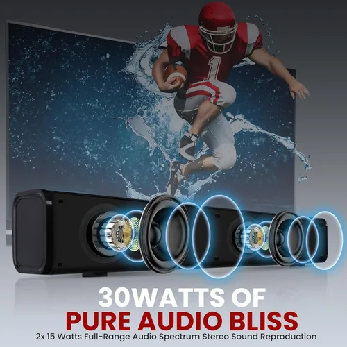Miniatura 3 de Pyle Altavoz de barra de sonido de cine en casa, base de onda, transmisión de soporte de mesa, sistema digital de TV con conector de audio óptico