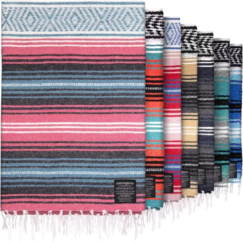 Miniatura 24 de Hydration Nation Auténtica manta mexicana extra grande (70 x 50 pulgadas), yoga tejida a mano, serape, falsa artesanal, playa, campamento, picnic