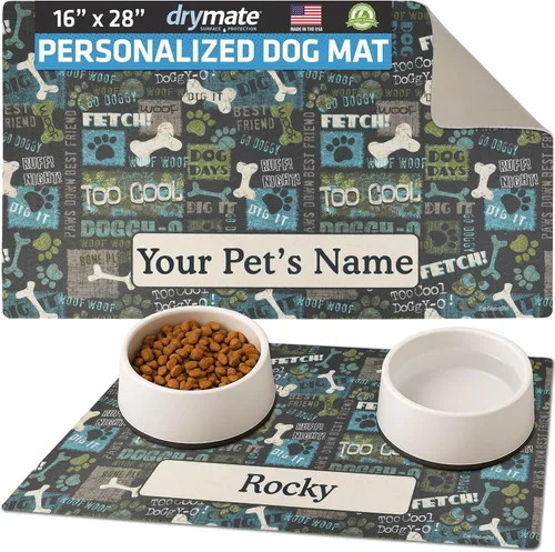 Miniatura 27 de Drymate Mantel individual personalizado para tazón de mascotas, tapete personalizado de alimentación de alimentos para perros y gatos, tela Lino
