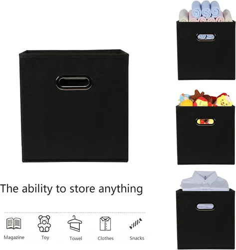 Miniatura 3 de Yunkeeeper - Contenedores de almacenamiento, cubos organizadores de tela con asa, cubos plegables para almacenamiento de tela o accesorios, 11 x 11