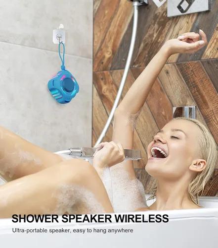 Miniatura 5 de Altavoz de ducha Bluetooth comiso, altavoz impermeable IP67 con luz LED, altavoces portátiles con estéreo inalámbrico verdadero, flotante, 2000mAh