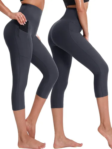 Miniatura 2 de NELEUS - Pantalones de yoga para mujer, con control de barriga, cintura alta, para correr, estilo capri