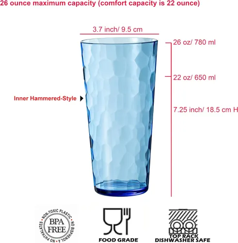 Miniatura 2 de KOXIN-KARLU Mixed Drinkware - Vasos de plástico de 26 onzas, vasos de agua acrílicos, juego de 6 unidades, color azul