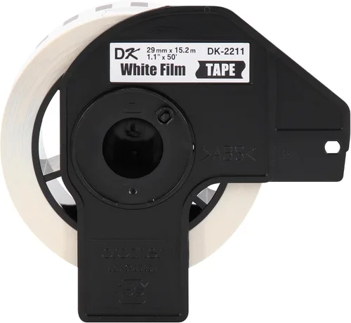 Brother Cinta de película original DK-2211 de longitud continua negra sobre blanco para impresoras de etiquetas Brother QL, 1.1 pulgadas x 50 pies
