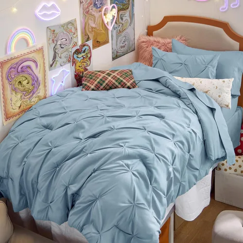 Miniatura 23 de Bedsure - Juego de edredón tamaño matrimonial verde azulado - Juego de ropa de cama tamaño matrimonial en una bolsa de 7 piezas, juego de cama 14