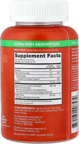 Miniatura 2 de Gomitas de cúrcuma y jengibre, gomita Qunol con 500 mg de cúrcuma + 50 mg de jengibre, suplemento de apoyo articular, tumérica y jengibre de ultra