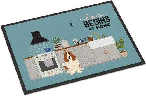 Caroline's Treasures CK7725MAT Basset Hound - Tapete para puerta delantera, 18 x 27 pulgadas, tapete para interior y exterior, antideslizante,