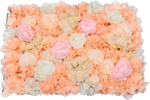 Miniatura 25 de Paneles de flores artificiales para decoración de pared, 6 piezas de rosas falsas, peonía, eucalipto, telón de fondo de pared de rosas para fiesta 6