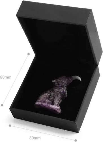 Miniatura 7 de Artistone Figuras de lobo de cristal de amatista de 2.0 pulgadas, regalo de piedras preciosas talladas a mano, estatua de lobos, tallas de animales