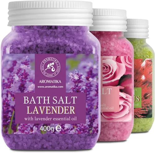 Juego de sales de baño de 42 onzas – Lavanda – Rosa – Eucalipto – 100% sales de baño – Lavanda Rosa Eucalitpus Salt – Lo mejor para dormir bien –