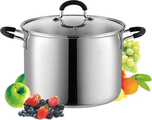Miniatura 10 de Sartén para saltear con tapa Cook N Home, de acero inoxidable 10", Plateado Utensilios de cocina de inducción para sopa, enlatado, apto