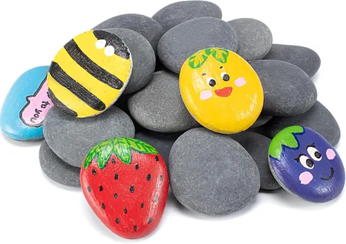 Simetufy 20 rocas para pintar, rocas de pintura planas naturales de 1-2 pulgadas, piedras lisas para manualidades, artes, decoración, rocas de