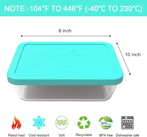 Miniatura 3 de Sophico Tapa rectangular de almacenamiento de silicona para 11 tazas de repuesto para cuencos de vidrio Pyrex 7212-PC, recipiente no incluido