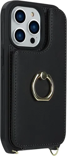 Miniatura 6 de Lipvina Funda para iPhone 15 Pro con Portador de Tarjetas para Mujeres, Funda de Teléfono iPhone 15 Pro con Correa, Cordón Cruzado, Soporte